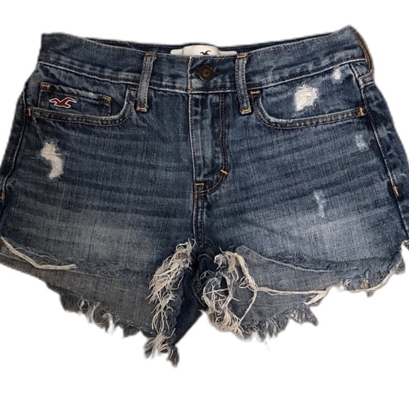 Hollister Pants - HOLLISTER DISTRESSED BLUE SHORTS SIZE 0 W 24